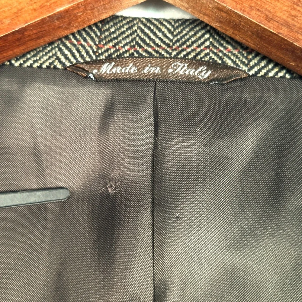 Canali Loro Piana Cashmere Wool Herringbone Sport Coat Mens 42L Brown Blazer